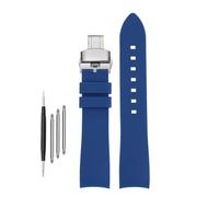 DKWOIS Compatible With G-UCCI GC Bee Red Green 1474 Silicone Watch Strap YA1264033 Arc Mouth Men's and Women's Rubber Watchband 20mm 22mm Bracelet(A-blue-silver,20mm)
