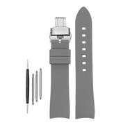 DKWOIS Compatible With G-UCCI GC Bee Red Green 1474 Silicone Watch Strap YA1264033 Arc Mouth Men's and Women's Rubber Watchband 20mm 22mm Bracelet(A-gray-silver,22mm)