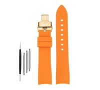 DKWOIS Compatible With G-UCCI GC Bee Red Green 1474 Silicone Watch Strap YA1264033 Arc Mouth Men's and Women's Rubber Watchband 20mm 22mm Bracelet(A-orange-gold,20mm)