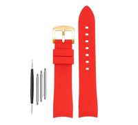 DKWOIS Compatible With G-UCCI GC Bee Red Green 1474 Silicone Watch Strap YA1264033 Arc Mouth Men's and Women's Rubber Watchband 20mm 22mm Bracelet(Red-gold,20mm)