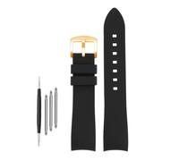 DKWOIS Compatible With G-UCCI GC Bee Red Green 1474 Silicone Watch Strap YA1264033 Arc Mouth Men's and Women's Rubber Watchband 20mm 22mm Bracelet(Black-gold,20mm)