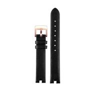 DKWOIS Compatible With g-ucci notch watchband ya141401 ya141501 Leather watch strap belt women GC Leather chain 12mm 14mm soft wrist band Bracelet(Black-rose gold,14mm)