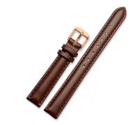 DKWOIS Compatible With Garmin New Watch Lily2 Leather Strap Lily 2 Female SmartWatch Replacement Leather Watchband Women's Cowhide Strap 14mm(Brown-rose gold)