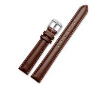 DKWOIS Compatible With Garmin New Watch Lily2 Leather Strap Lily 2 Female SmartWatch Replacement Leather Watchband Women's Cowhide Strap 14mm(Brown-silver)