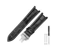 DKWOIS Compatible With Gucci Men Women Guess Concave Interface Genuine Leather Solid Steel Butterfly Buckle Ya133309 Cowhide 2022mm Watch Strap(Black white-ST-B1,22x13mm)