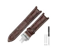 DKWOIS Compatible With Gucci Men Women Guess Concave Interface Genuine Leather Solid Steel Butterfly Buckle Ya133309 Cowhide 2022mm Watch Strap(Brown white-ST-B1,20x11mm)