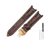 DKWOIS Compatible With Gucci Men Women Guess Concave Interface Genuine Leather Solid Steel Butterfly Buckle Ya133309 Cowhide 2022mm Watch Strap(Brown white-GD-B1,22x13mm)