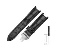 DKWOIS Compatible With Gucci Men Women Guess Concave Interface Genuine Leather Solid Steel Butterfly Buckle Ya133309 Cowhide 2022mm Watch Strap(Black black-ST-B1,22x13mm)
