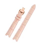 DKWOIS Compatible With Gucci YA141401 YA141505 YA1414 YA1415 12-4 14-5m Notch Soft Cowhide Leather Women Watch Strap Chain White Pink Watchband(Pink-rose gold Fold,12-5mm)