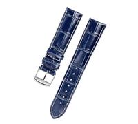 DKWOIS Compatible With Longines Masters Collection L3 L4 L2.628/L2.673 Watch Strap Cowhide Leather Butterfly Buckle Watchband 19 20 21mm Wrist Band(Blue silver buckle,21mm)