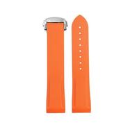 DKWOIS Compatible With Omega Seamaster 300 Speedmaster Silicone Strap Blue Orange 20 22mm Curved End Hamilton Rubber Folding Buckle WatchBand(Orange-Silver,21mm)