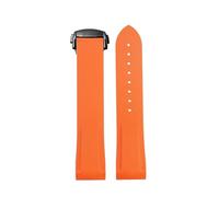 DKWOIS Compatible With Omega Seamaster 300 Speedmaster Silicone Strap Blue Orange 20 22mm Curved End Hamilton Rubber Folding Buckle WatchBand(Orange-black,21mm)