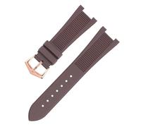 DKWOIS Compatible With Patek Philippe Nautilus 5711 5712 5726 Rubber Watchband Adapter Convex Stainless Steel Men Silicone Watch Strap Accessories(B Brown-rose gold)