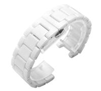 DKWOIS Concave Ceramic Strap 20 * 11 18 * 10 16 * 9mm Watchband Bracelet Compatible With Follie Omega GC Guess Dior Pasha Notched Band Black(White,16mm-10mm)