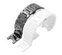 DKWOIS Concave Ceramic Strap 20 * 11 18 * 10 16 * 9mm Watchband Bracelet Compatible With Follie Omega GC Guess Dior Pasha Notched Band Black(Noir,16mm-8mm)