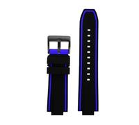 DKWOIS Convex Interface Silicone Watch Strap Compatible With Citizen Red Devils Series CC3079-11E CC3075-80E CC3039-08 Rubber Watchband(Black Blue-black)