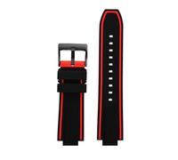 DKWOIS Convex Interface Silicone Watch Strap Compatible With Citizen Red Devils Series CC3079-11E CC3075-80E CC3039-08 Rubber Watchband(Black Red-black)