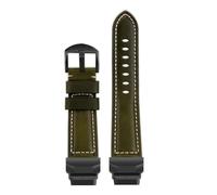 DKWOIS GBD-H1000 Modified Leather Watch Strap Compatible With Casio Cat Man Series GBD-H1000-1/A4/1A7/8/4 Men's Leather Wristband Accessories(B-green black)