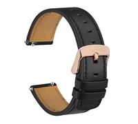 DKWOIS Genuine Leather Watch Strap 18mm 19mm 20mm 21mm 22mm Quick Release Bracelet Replacement for Men Black Brown Apricot(Black-Rosegold,19mm)