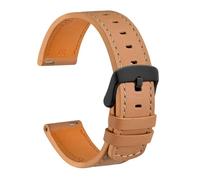 DKWOIS Genuine Leather Watch Strap 18mm 19mm 20mm 21mm 22mm Quick Release Bracelet Replacement for Men Black Brown Apricot(Apricot-Black Buckle,21mm)