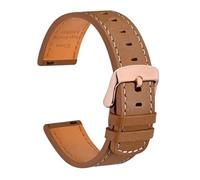 DKWOIS Genuine Leather Watch Strap 18mm 19mm 20mm 21mm 22mm Quick Release Bracelet Replacement for Men Black Brown Apricot(Gold Brown-Rosegold,21mm)