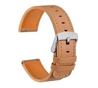 DKWOIS Genuine Leather Watch Strap 18mm 19mm 20mm 21mm 22mm Quick Release Bracelet Replacement for Men Black Brown Apricot(Apricot-Silver,20mm)