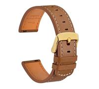 DKWOIS Genuine Leather Watch Strap 18mm 19mm 20mm 21mm 22mm Quick Release Bracelet Replacement for Men Black Brown Apricot(Gold Brown-Gold,22mm)