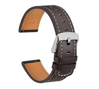 DKWOIS Genuine Leather Watch Strap 18mm 19mm 20mm 21mm 22mm Quick Release Bracelet Replacement for Men Black Brown Apricot(Dark Brown-Silver,19mm)