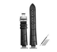 DKWOIS Genuine leather Watchband Chain Butterfly Clasp Compatible With Louis Vuitton Tambour Q1121 Men Women Q114k LV Cowhide Strap 21.12mm 18.10mm(Black silver B,18.10mm)