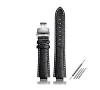 DKWOIS Genuine leather Watchband Chain Butterfly Clasp Compatible With Louis Vuitton Tambour Q1121 Men Women Q114k LV Cowhide Strap 21.12mm 18.10mm(Black white silverB,21.12mm)