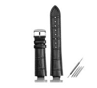 DKWOIS Genuine leather Watchband Chain Butterfly Clasp Compatible With Louis Vuitton Tambour Q1121 Men Women Q114k LV Cowhide Strap 21.12mm 18.10mm(Black silverA,18.10mm)