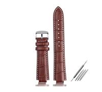 DKWOIS Genuine leather Watchband Chain Butterfly Clasp Compatible With Louis Vuitton Tambour Q1121 Men Women Q114k LV Cowhide Strap 21.12mm 18.10mm(Brown white silverA,18.10mm)