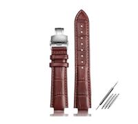 DKWOIS Genuine leather Watchband Chain Butterfly Clasp Compatible With Louis Vuitton Tambour Q1121 Men Women Q114k LV Cowhide Strap 21.12mm 18.10mm(Brown silver B,18.10mm)