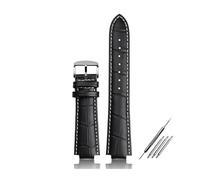 DKWOIS Genuine leather Watchband Chain Butterfly Clasp Compatible With Louis Vuitton Tambour Q1121 Men Women Q114k LV Cowhide Strap 21.12mm 18.10mm(Black white silverA,18.10mm)