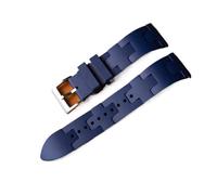 DKWOIS Grade 20mm Fluororubber Watch Strp FKM Compatible With Hermes Strap Bracelets Man Woman Diving Waterproof Quick Release Watchband(Blue Silver Buckle,20mm)