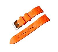 DKWOIS Grade 20mm Fluororubber Watch Strp FKM Compatible With Hermes Strap Bracelets Man Woman Diving Waterproof Quick Release Watchband(Orange Silver Buckle,22mm)