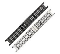 DKWOIS High Grade Concaved Mouth 316L Stainless Steel Watchband 20mm 22mm Silver Black Logo Solid Links Bracelet Compatible With Gc Guess Watch(Noir,20mm)
