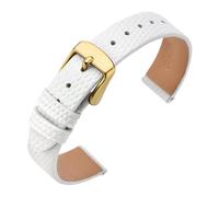 DKWOIS Leather Watch Band for Women12mm13mm14mm15mm16mm18mm20mm Lizard Grain Slim Thin Replacement Strap Stainless Steel Buckle(White-Gold Buckle,15mm)