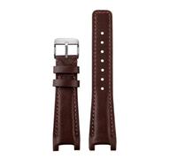 DKWOIS Leather Watch Strap Compatible With GC YA133.2 YA133.3 YA133.5 Cowhide Leather WatchBand Concave Interface 16 20 22mm Soft Bracelet(Brown-silver,20-12mm)