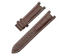 DKWOIS Leather watchband Compatible With GC Guess Watch Strap Butterfly Buckle Bracelet 20 * 11mm 22 * 13mm Men and Women Cowhide strap(Brown white,22-13mm)