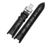DKWOIS Leather Watchband Compatible With MK Mk2277 2425 Table Notch Watch Band Michael Kors Mike Coles Female Watch Strap Watch Band(Black silver buckle,20x12mm)