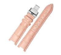 DKWOIS Leather Watchband Compatible With MK Mk2277 2425 Table Notch Watch Band Michael Kors Mike Coles Female Watch Strap Watch Band(Pink silver buckle,16x8mm)