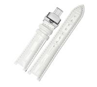 DKWOIS Leather Watchband Compatible With MK Mk2277 2425 Table Notch Watch Band Michael Kors Mike Coles Female Watch Strap Watch Band(White silver buckle,20x12mm)