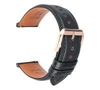 DKWOIS Luxury Genuine Leather Watchband 18mm 20mm 22mm Black Brown Cowhide Watch Band Quick Release Full Grain Calf Watch Strap(Black RG,18mm)