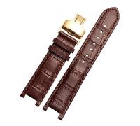 DKWOIS Notched Leather Watch strap 20 * 11mm 22 * 13mm Compatible With GC Guess Passa Lleathe Waterproof Watch chain Men Women(Brown-gold,20x11mm)
