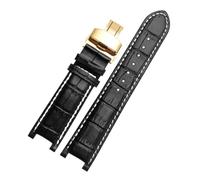 DKWOIS Notched Leather Watch strap 20 * 11mm 22 * 13mm Compatible With GC Guess Passa Lleathe Waterproof Watch chain Men Women(Black-white-gold,20x11mm)