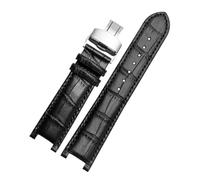 DKWOIS Notched Leather Watch strap 20 * 11mm 22 * 13mm Compatible With GC Guess Passa Lleathe Waterproof Watch chain Men Women(Black-silver,22x13mm)