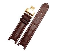 DKWOIS Notched Leather Watch strap 20 * 11mm 22 * 13mm Compatible With GC Guess Passa Lleathe Waterproof Watch chain Men Women(Brown-white-gold,20x11mm)