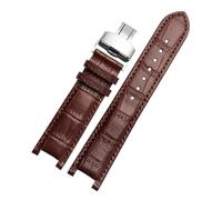 DKWOIS Notched Leather Watch strap 20 * 11mm 22 * 13mm Compatible With GC Guess Passa Lleathe Waterproof Watch chain Men Women(Brown-silver,20x11mm)