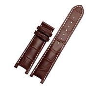 DKWOIS Notched Leather Watch strap 20 * 11mm 22 * 13mm Compatible With GC Guess Passa Lleathe Waterproof Watch chain Men Women(Brown white-no,22x13mm)